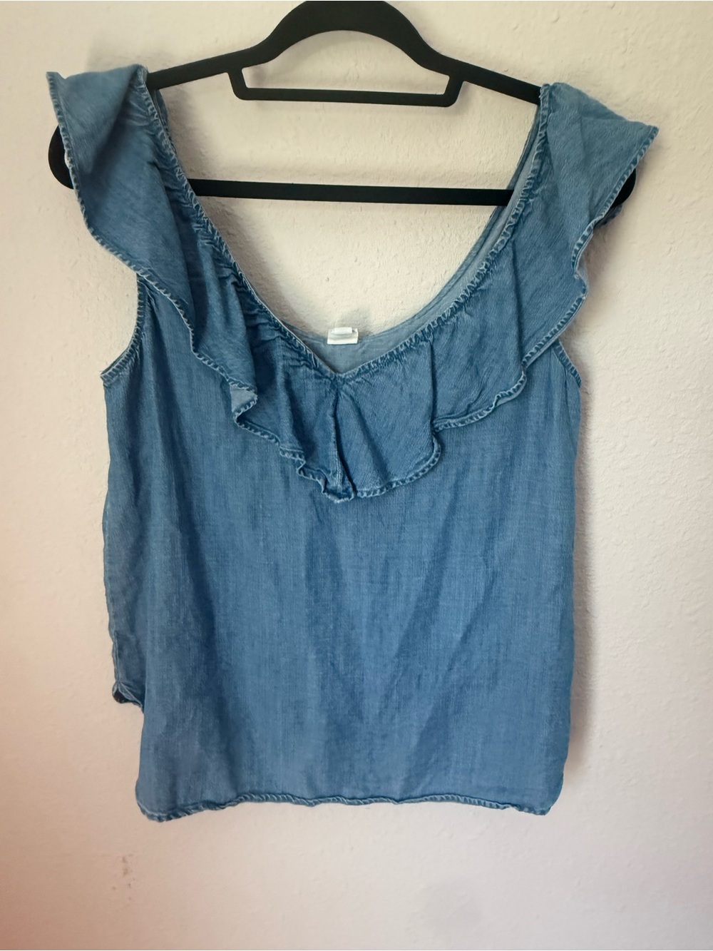GAP Light Blue Ruffle-Trim Chambray Camisole